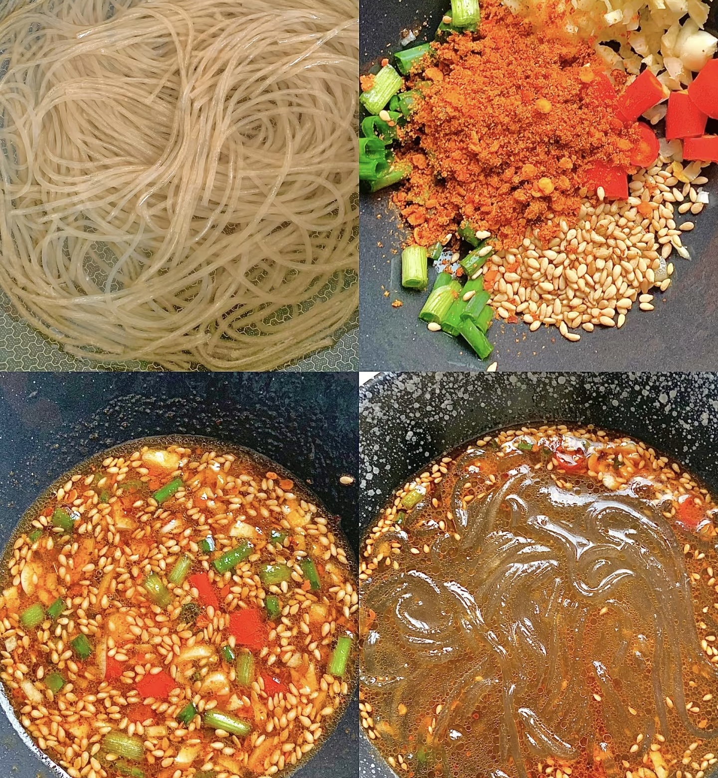 Steps showing ingredients and broth base